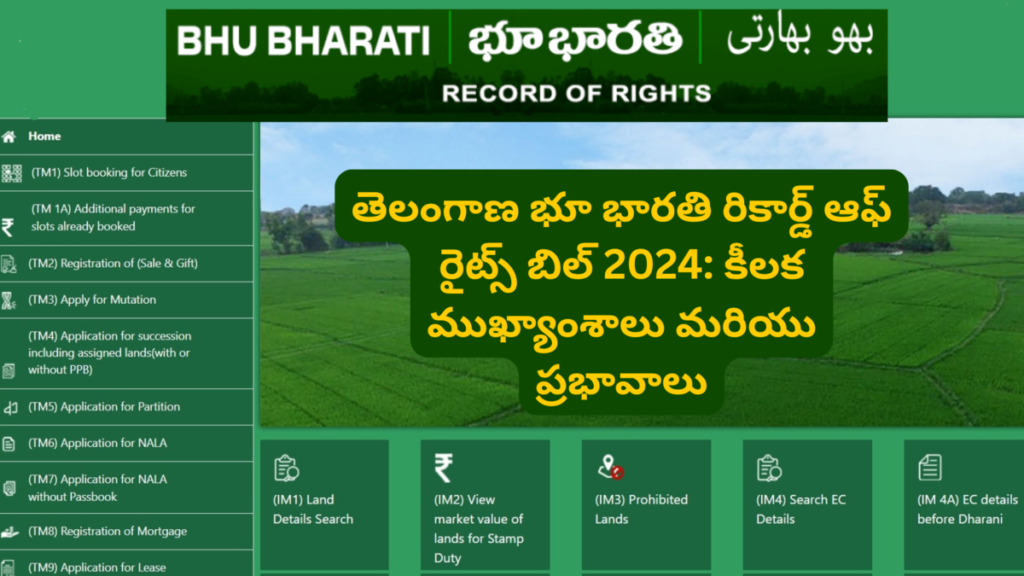 Telangana Bhu Bharati Record of Rights Bill 2024 Key Highlights and Implications