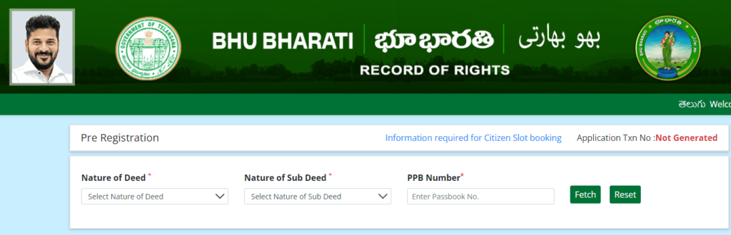 How to Book Slot for Sale Deed Land Registration In Bhu Bharati Portal Step 2