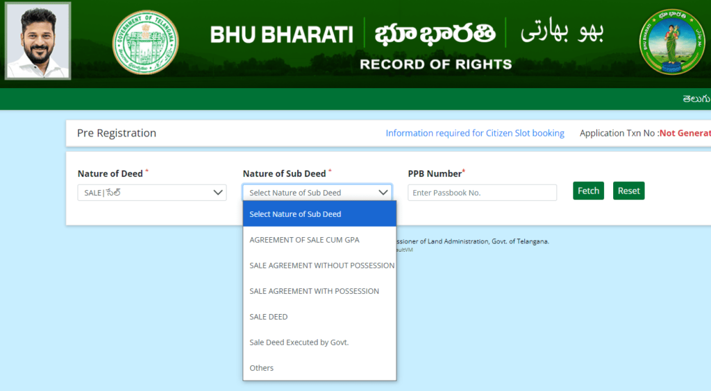 How to Book Slot for Sale Deed Land Registration In Bhu Bharati Portal Step 4
