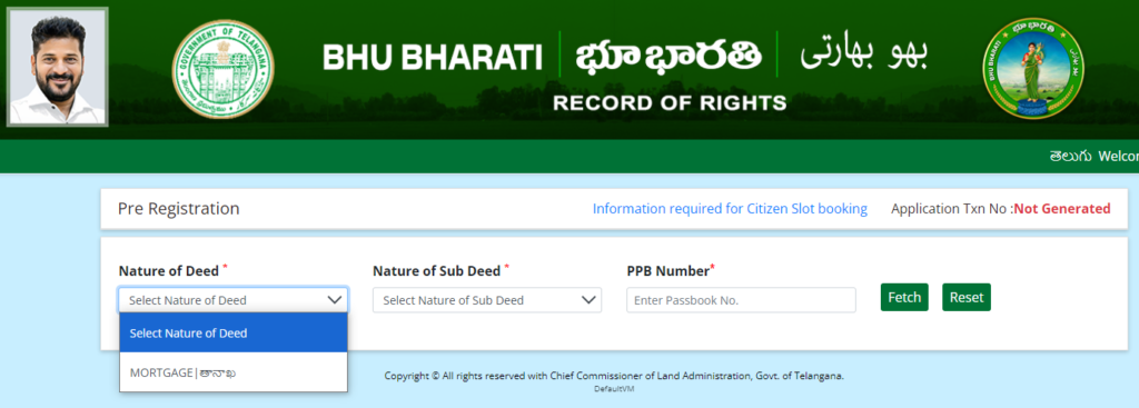 How to Book a Slot for Mortgage Land Registration on the Telangana Bhu Bharati Portal step 3